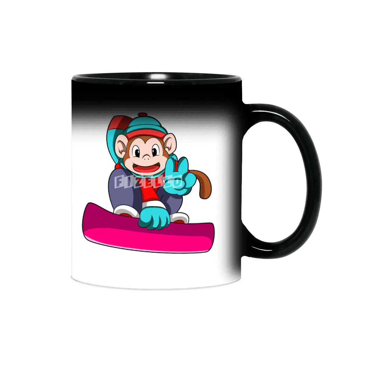 Monkey at Snowboarding with Snowboard Sihirli Kupa