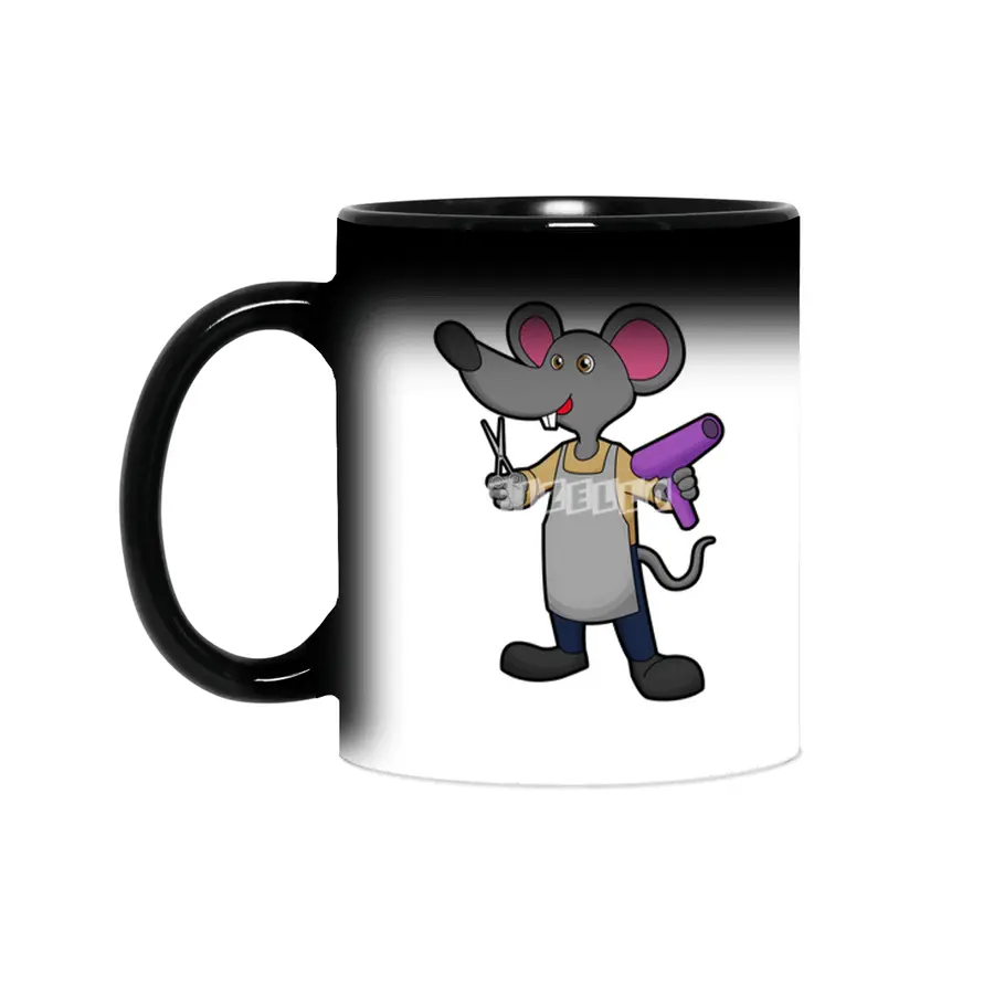 Mouse as Hairdresser with Scissors & Hair dryer Sihirli Kupa