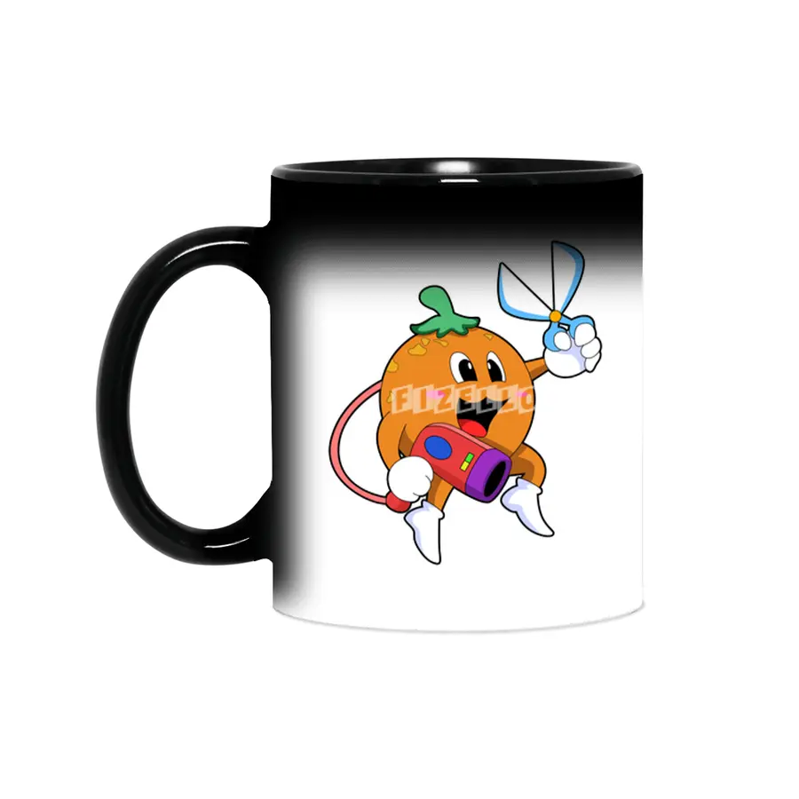 Orange as Hairdresser with Scissors & Hair dryer Sihirli Kupa
