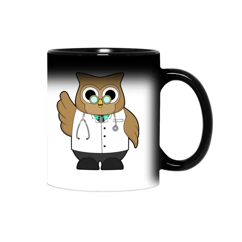 Owl as Doctor with Stetoscope Sihirli Kupa