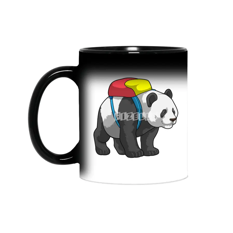 Panda as Hiker with Backpack Sihirli Kupa