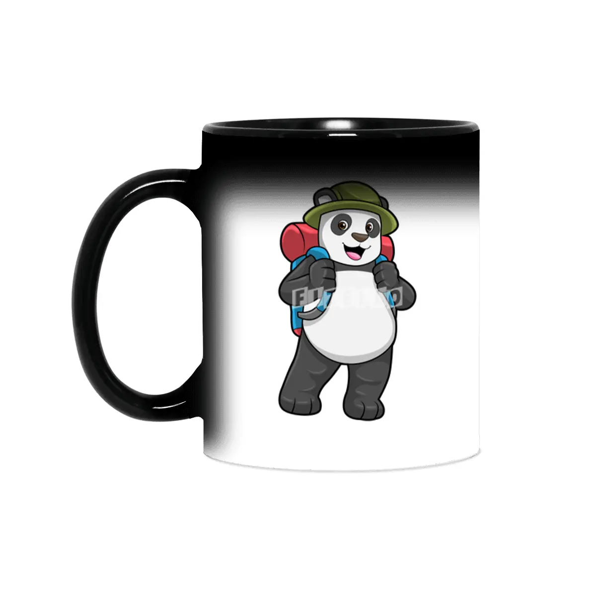 Panda as Hiker with Backpack Sihirli Kupa