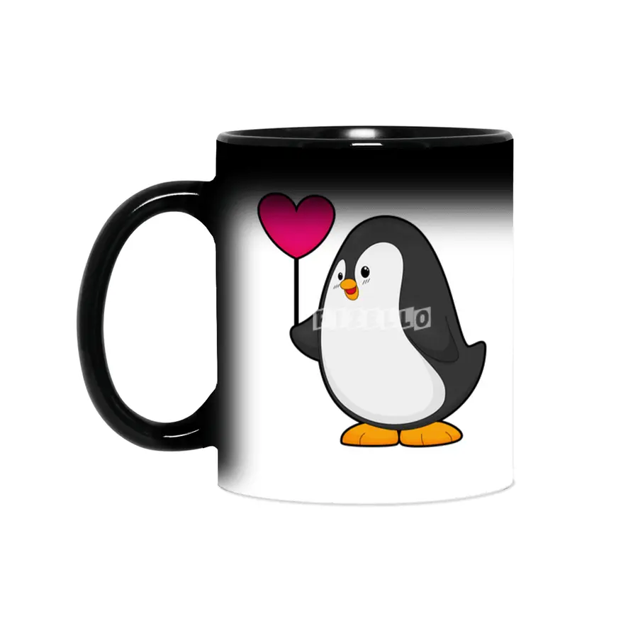 Penguin with Heart Balloon Sihirli Kupa
