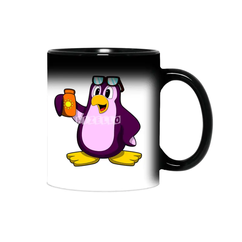 Penguin with Suncream & Sunglasses Sihirli Kupa