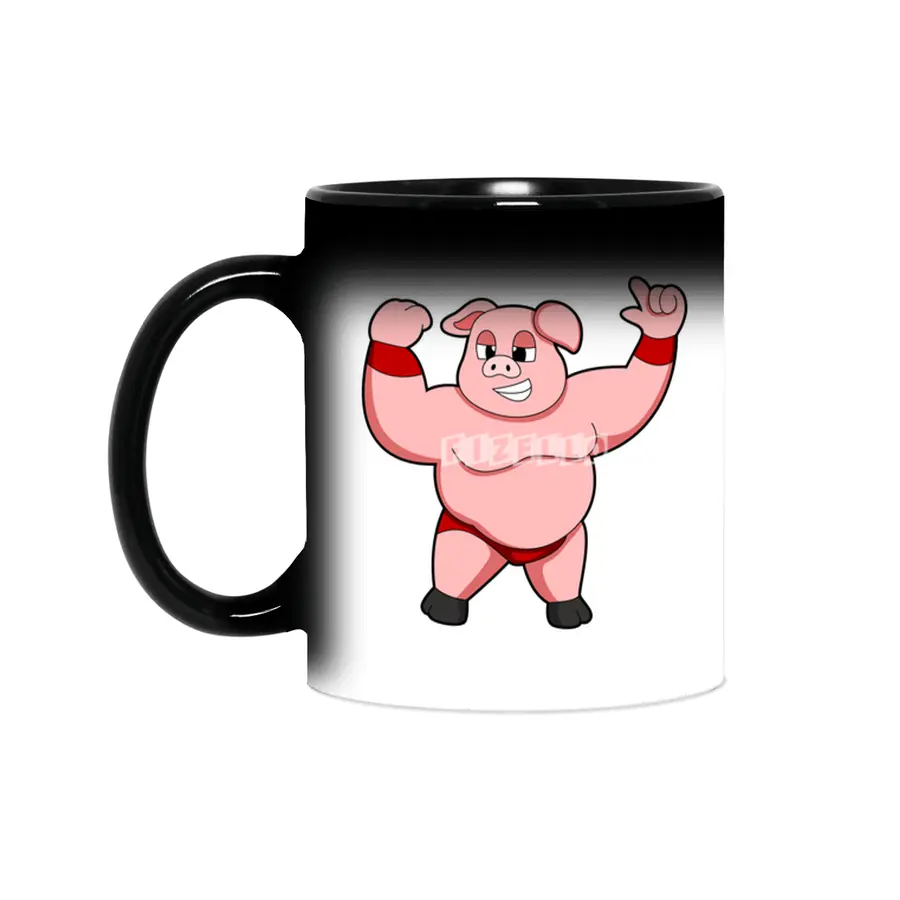 Pig as Bodybuilder with big Belly Sihirli Kupa