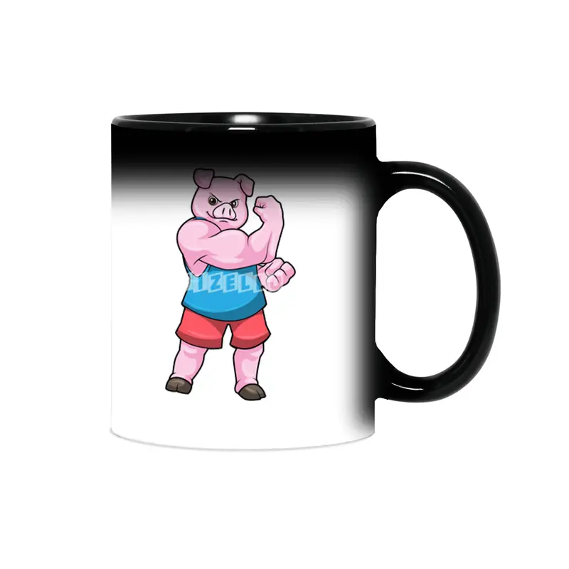 Pig as Bodybuilder with big Upper arm Sihirli Kupa