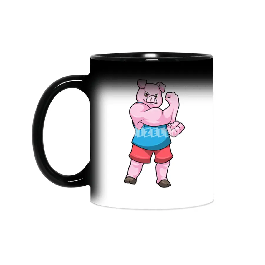 Pig as Bodybuilder with big Upper arm Sihirli Kupa