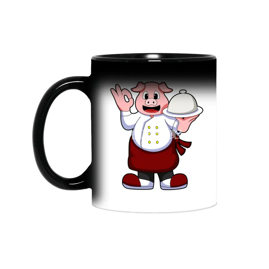 Pig as Cook with Cooking apron & Serving plate Sihirli Kupa
