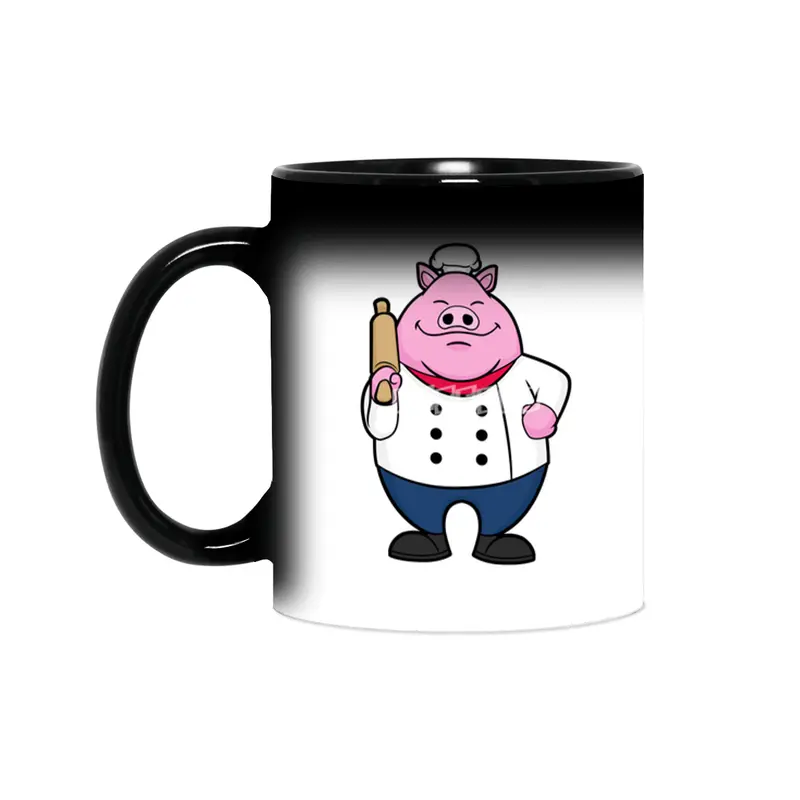 Pig as Cook with Rolling pin Sihirli Kupa