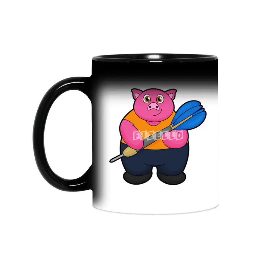 Pig as Dart player with Darts Sihirli Kupa