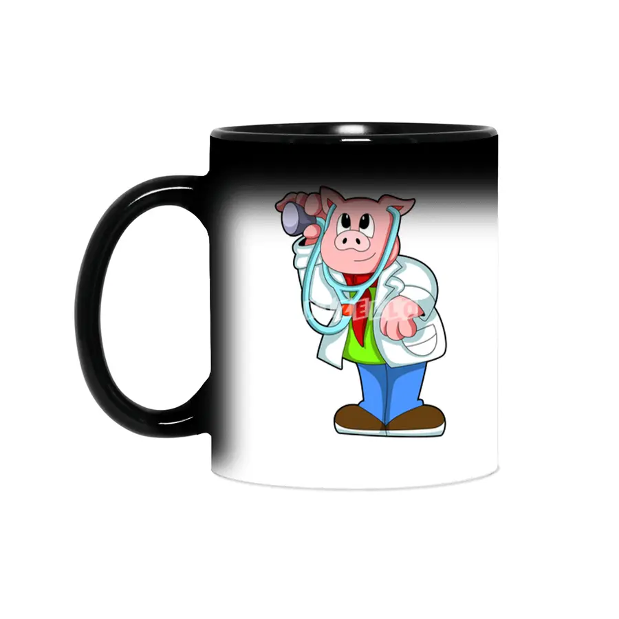 Pig as Doctor with Stethoscope Sihirli Kupa