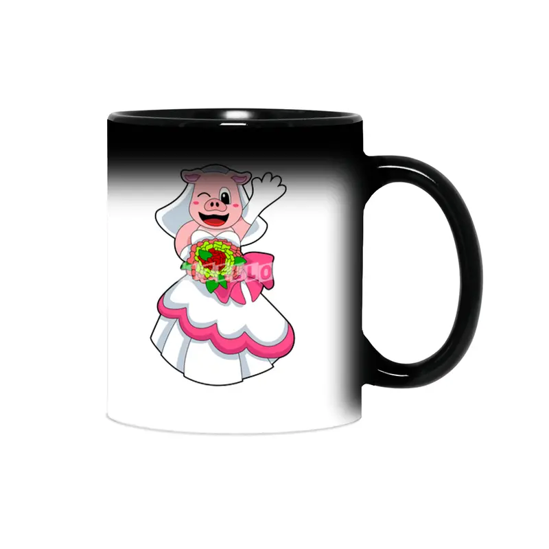 Pig with Wedding dress & Bunch of Flowers Sihirli Kupa