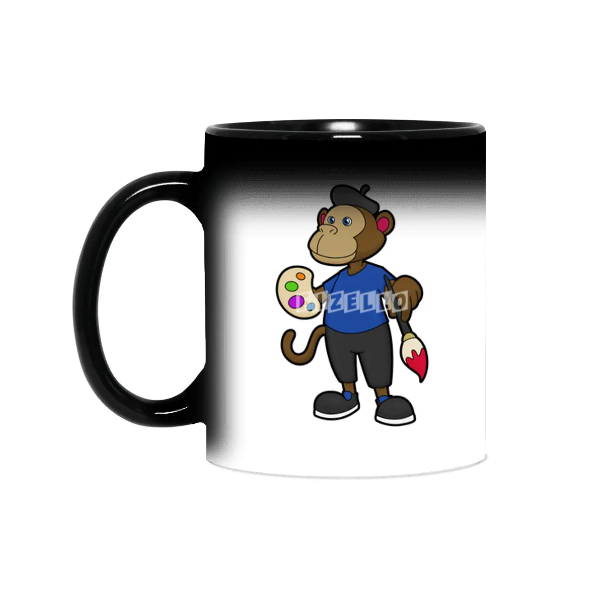 Monkey as Painter with Paint & Brush Sihirli Kupa