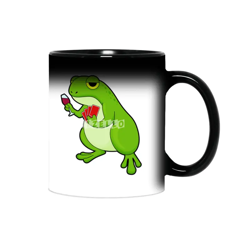 Frog at Poker with Poker cards & Glass of Red wine Sihirli Kupa