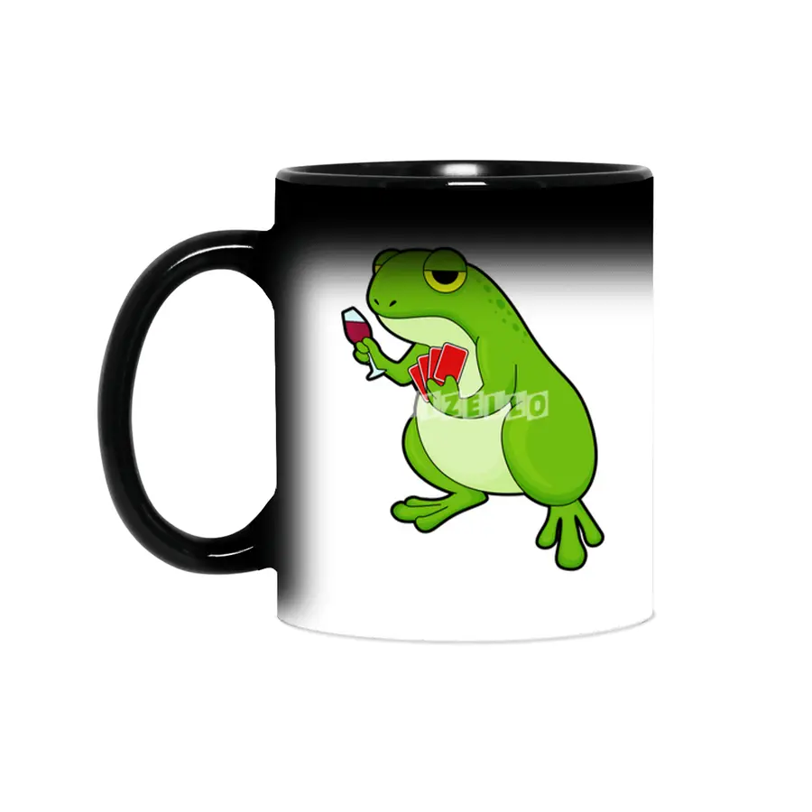 Frog at Poker with Poker cards & Glass of Red wine Sihirli Kupa