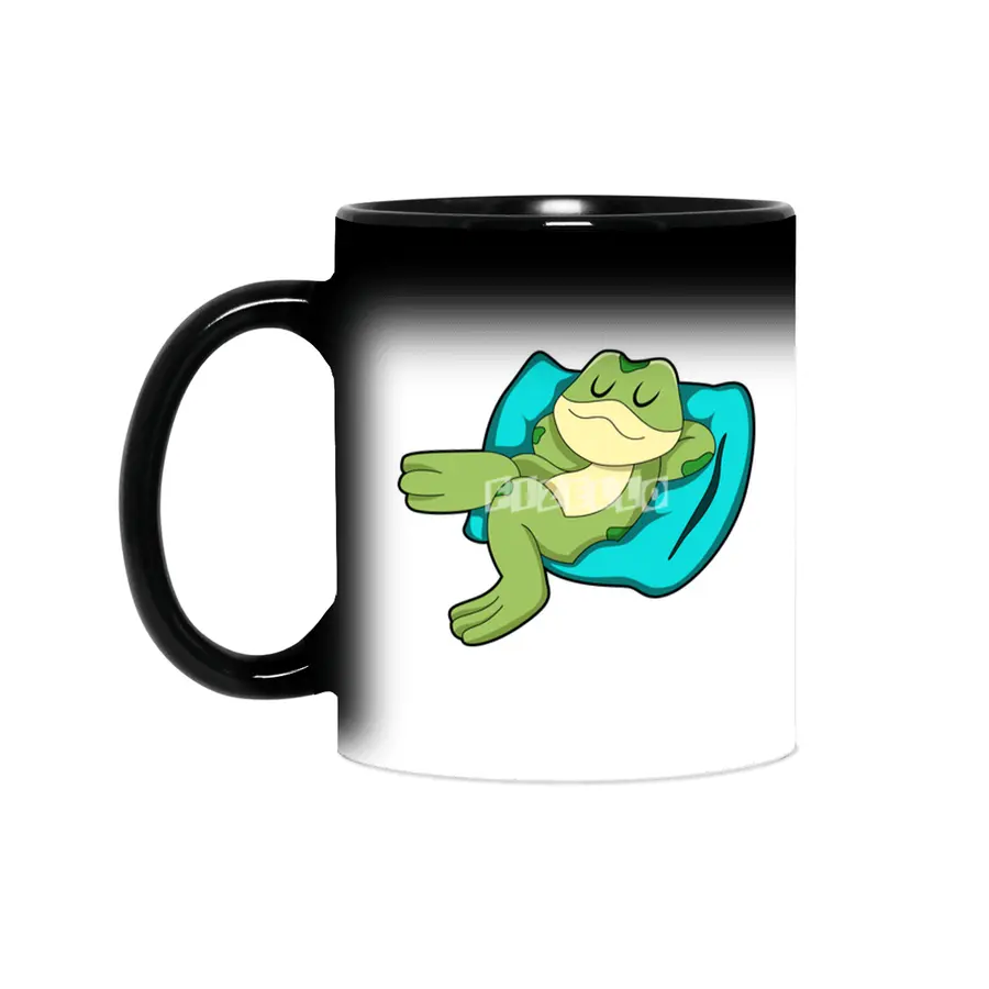Frog at Sleeping with Pillow Sihirli Kupa