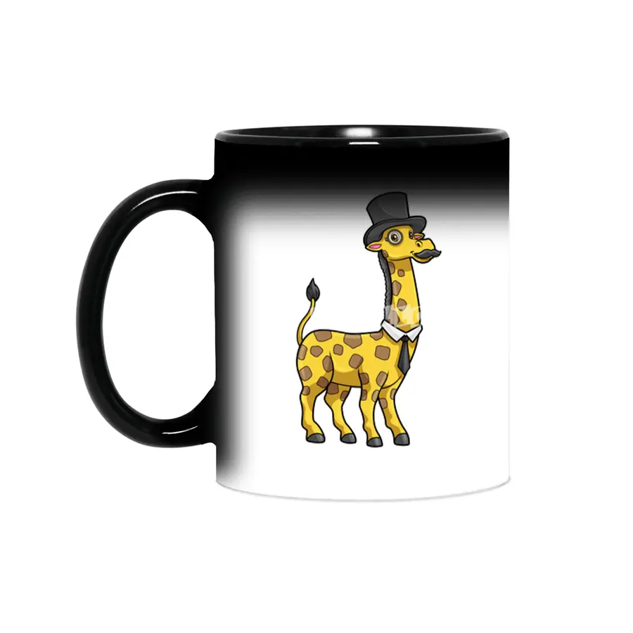 Giraffe as Gentleman with Hat, Tie and Mustache Sihirli Kupa