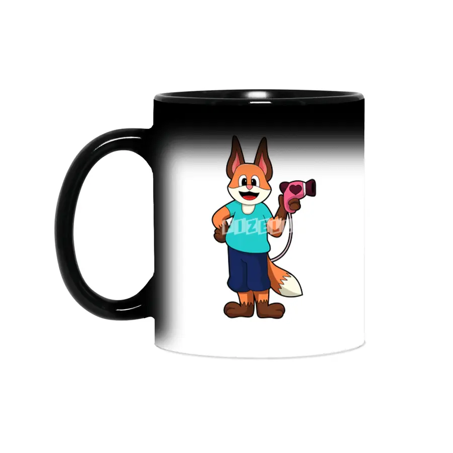 Fox as Hairdresser with Hairdryer Sihirli Kupa