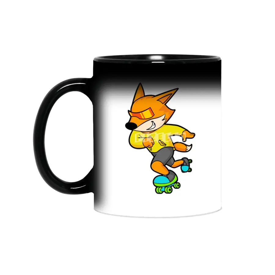 Fox as Skater with Roller skates Sihirli Kupa