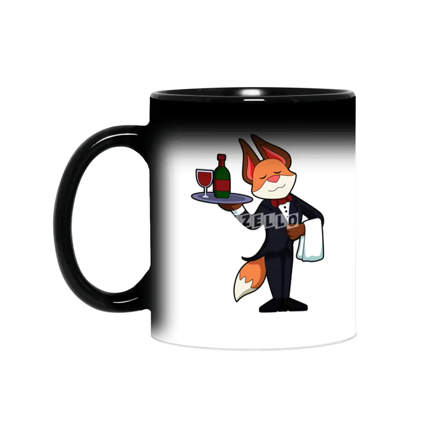 Fox as Waiter with Platter and Red wine Sihirli Kupa