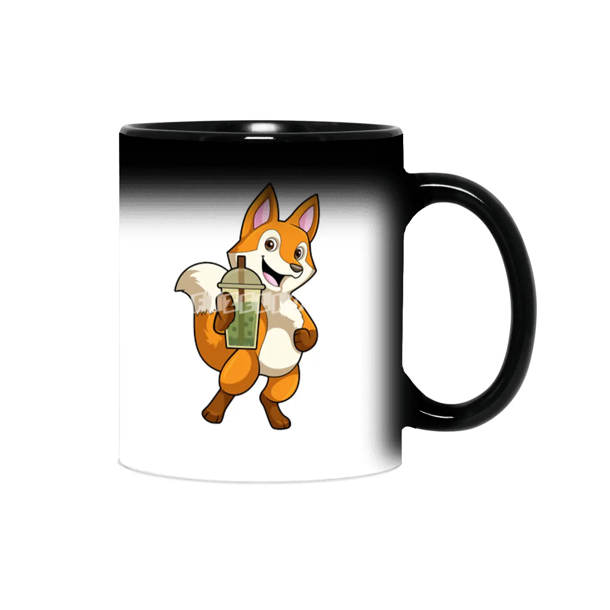 Fox at Drinking with Bubble Tea Sihirli Kupa