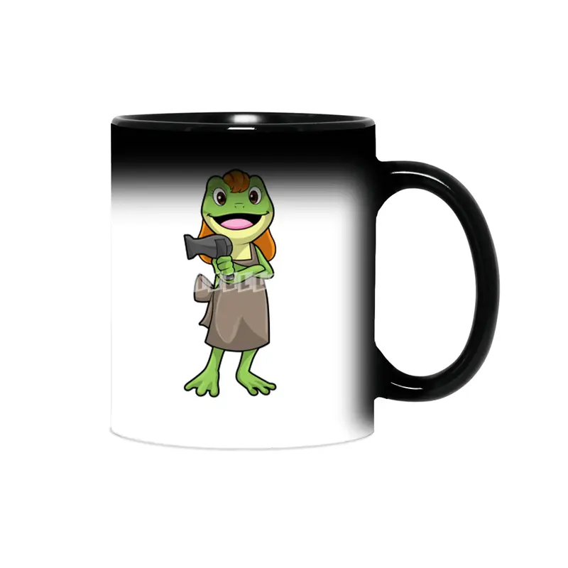 Frog as Hairdresser with Hairdryer Sihirli Kupa