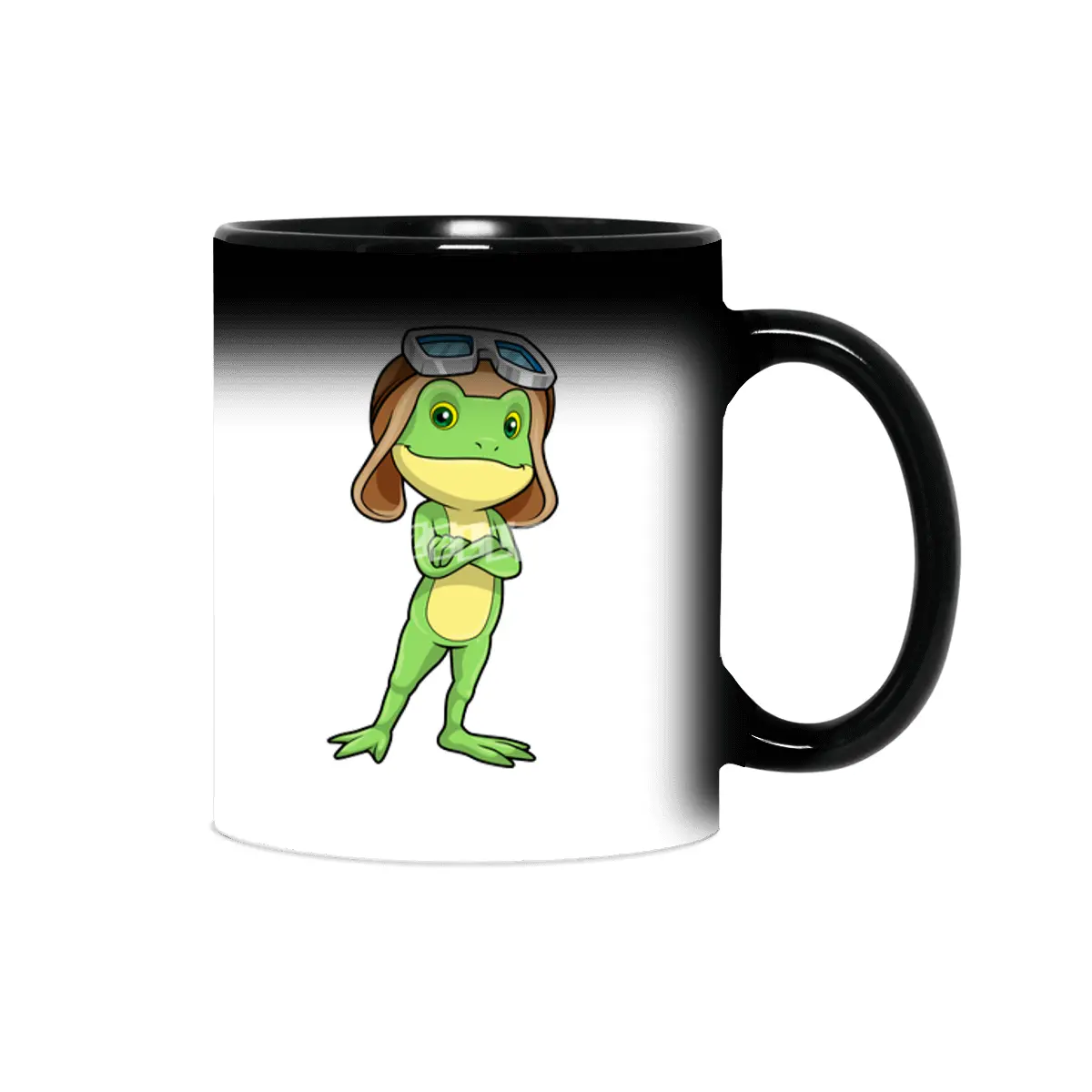 Frog as Pilot with Hat & Glasses Sihirli Kupa
