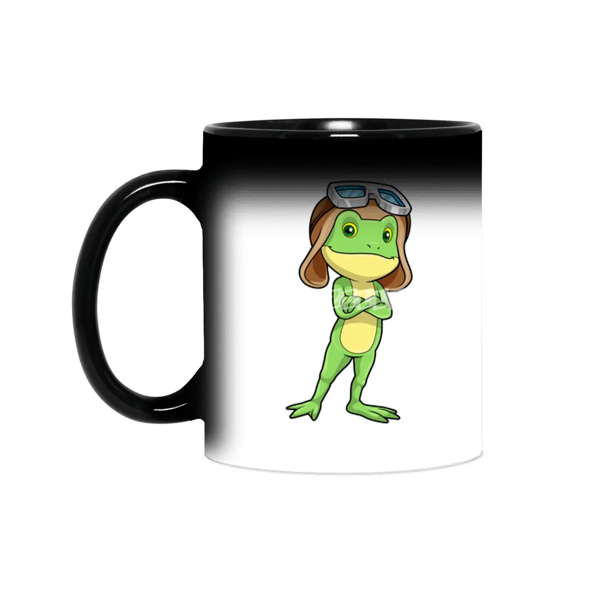 Frog as Pilot with Hat & Glasses Sihirli Kupa