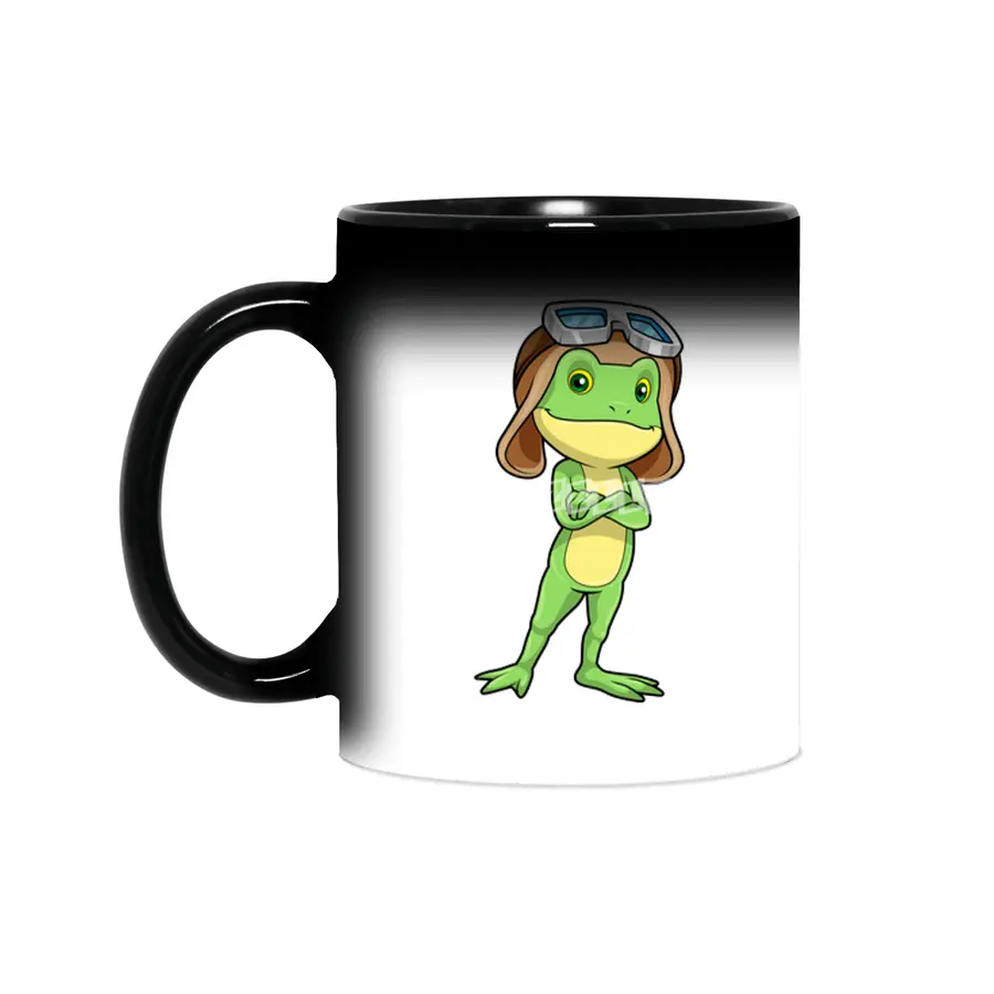 Frog as Pilot with Hat & Glasses Sihirli Kupa