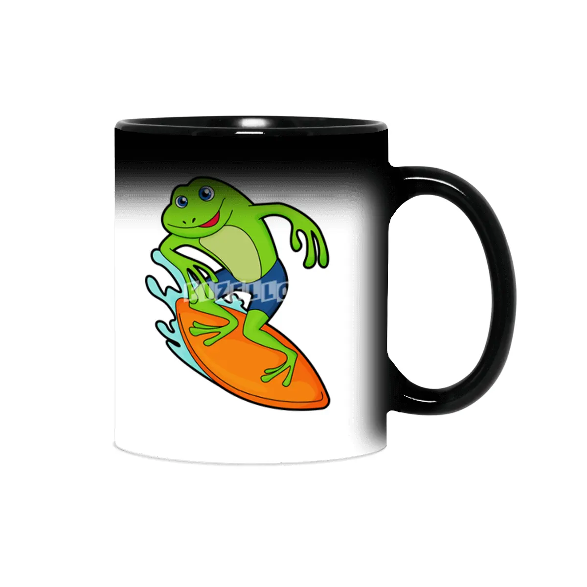 Frog as Surfer with Surfboard Sihirli Kupa