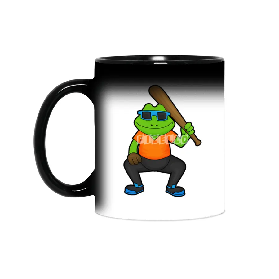 Frog at Baseball with Baseball bat & Sunglasses Sihirli Kupa
