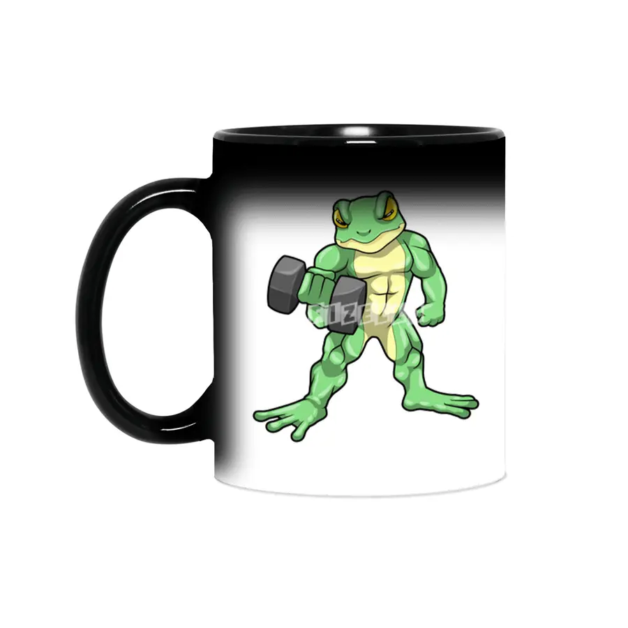 Frog at Bodybuilding with Dumbbell Sihirli Kupa