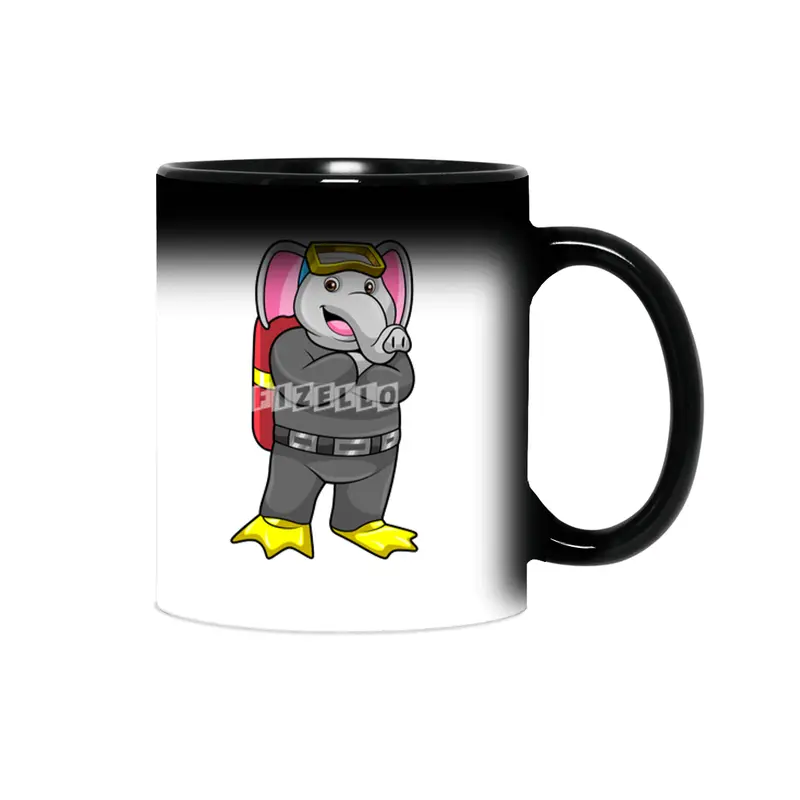 Elephant as Diver with Diving goggles Sihirli Kupa