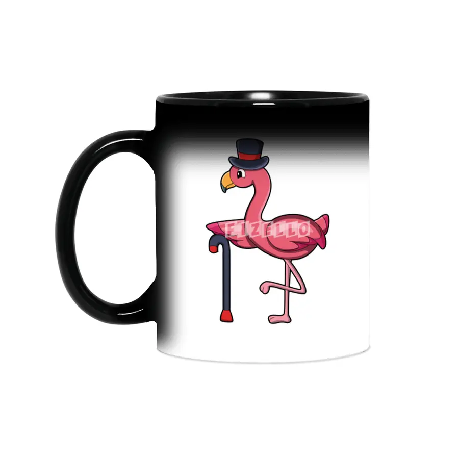Flamingo as Pensioner with Walking stick & Hat Sihirli Kupa