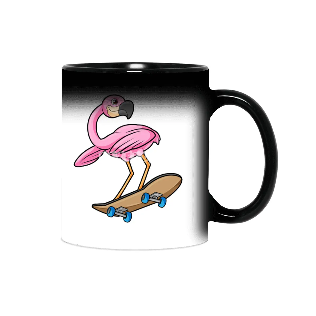 Flamingo as Skater with Skateboard Sihirli Kupa