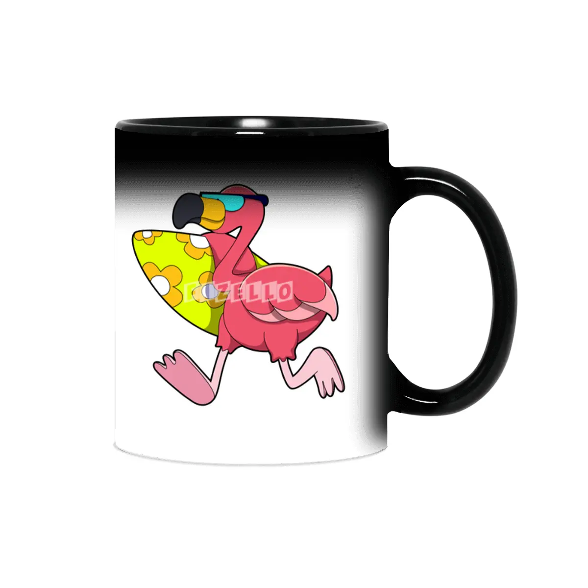 Flamingo as Surfer with Surfboard & Sunglasses Sihirli Kupa