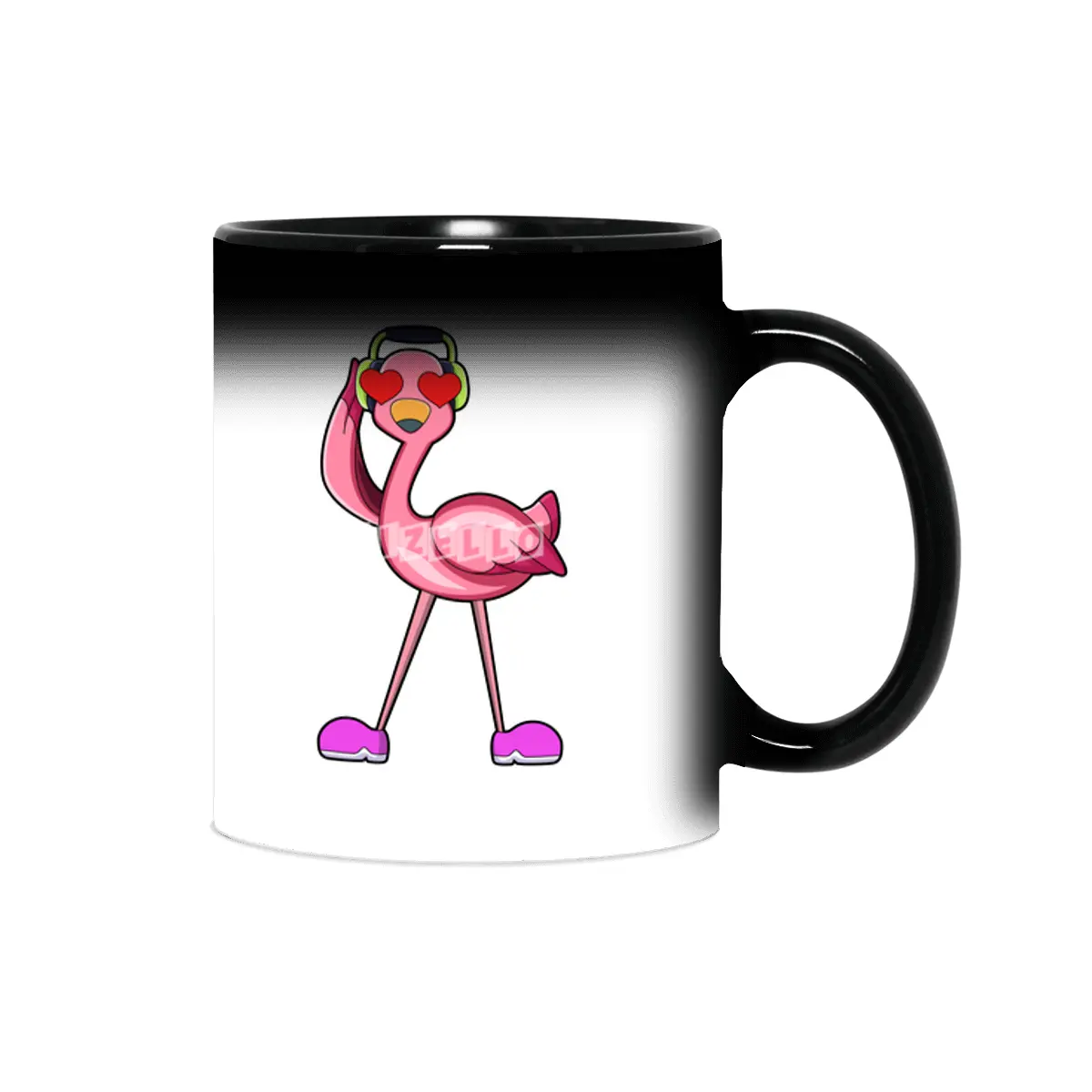 Flamingo with Headphone & Hearts Sihirli Kupa