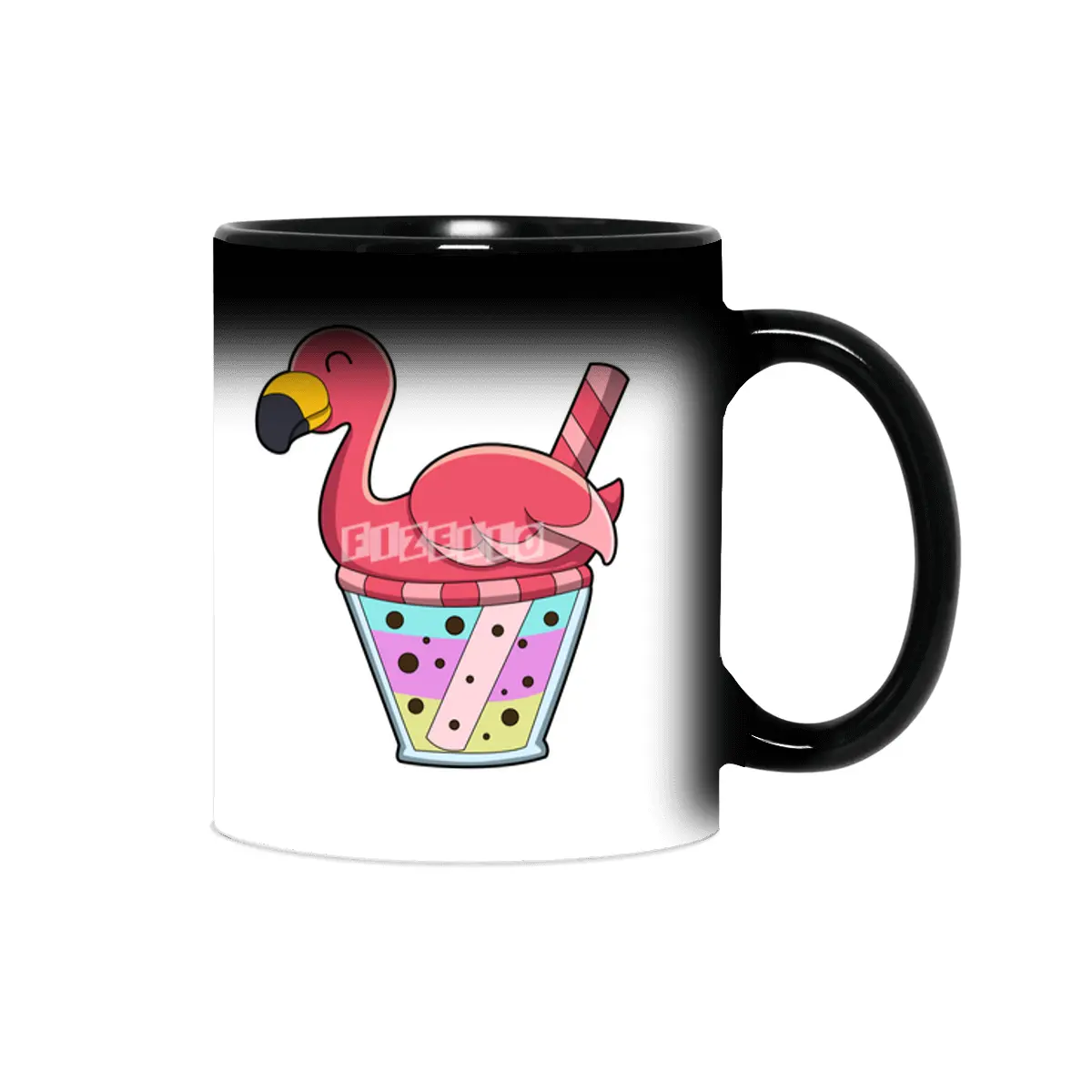 Flamingo with Mug of Juice & Drinking straw Sihirli Kupa