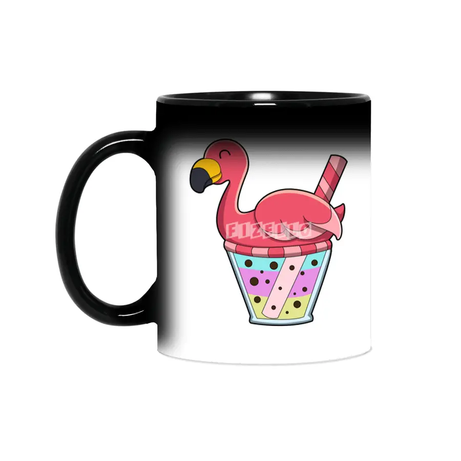Flamingo with Mug of Juice & Drinking straw Sihirli Kupa
