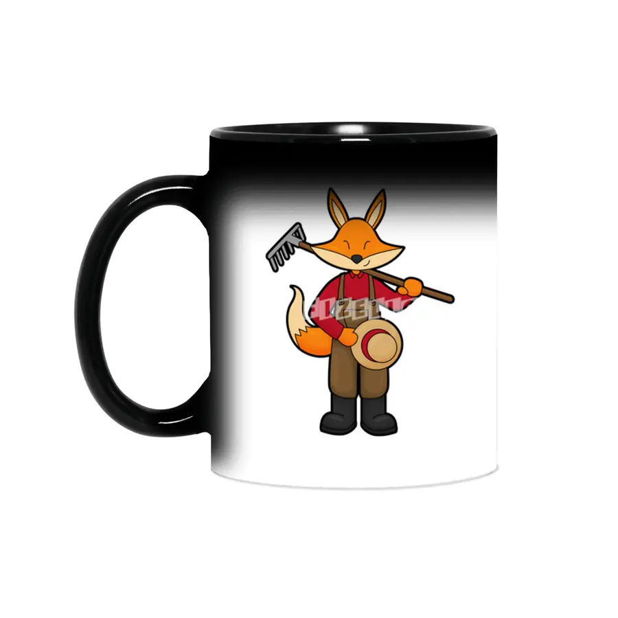 Fox as Farmer with Rake & Hat Sihirli Kupa
