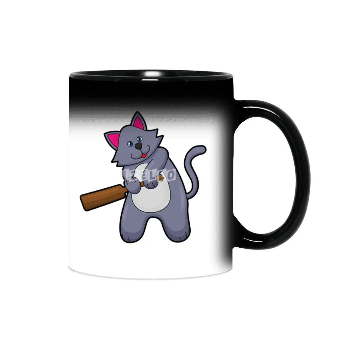 Cat at Cricket with Cricket bat Sihirli Kupa