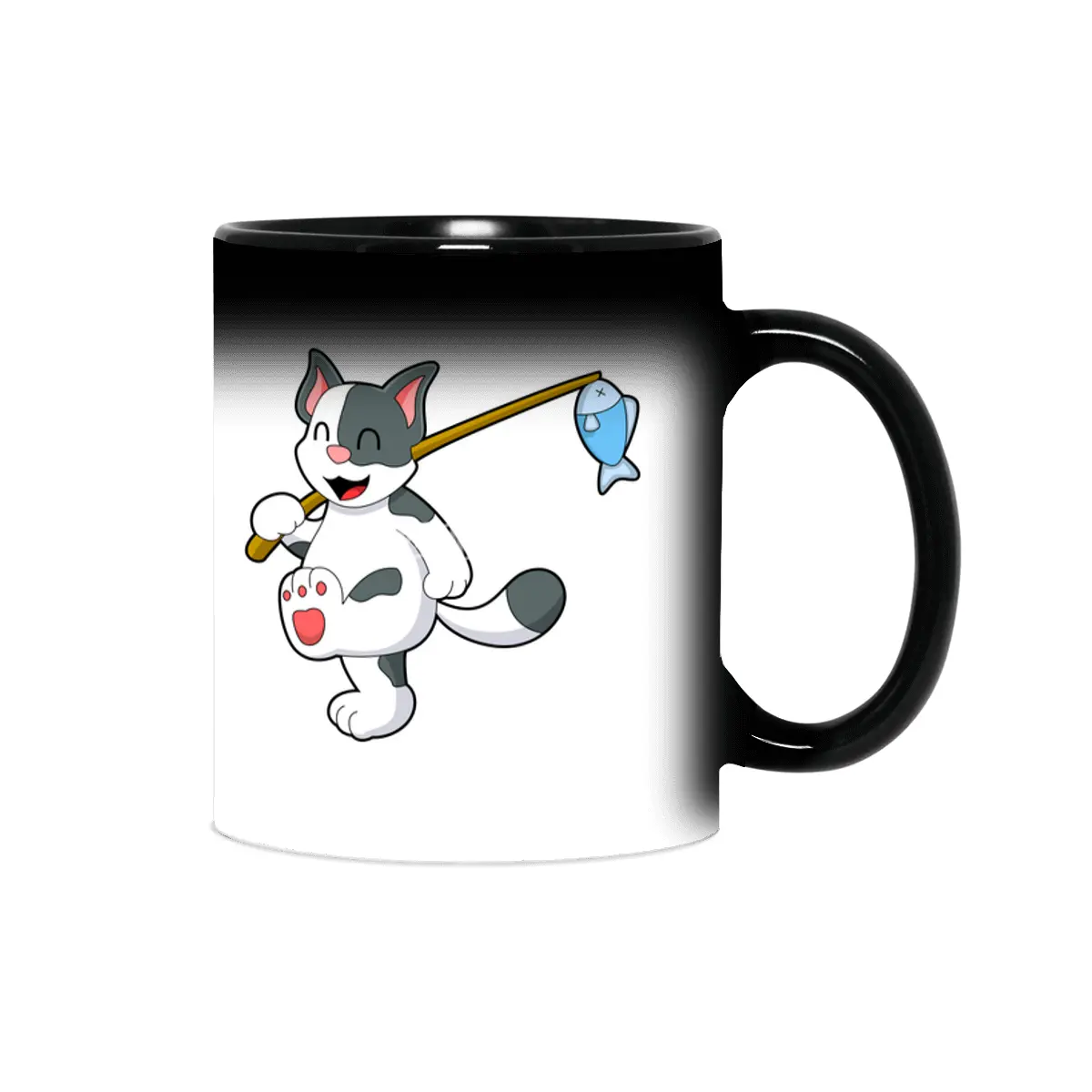 Cat at Fishing with Fishing rod Sihirli Kupa