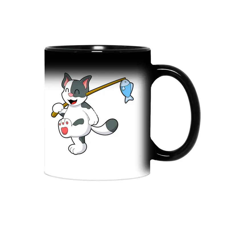 Cat at Fishing with Fishing rod Sihirli Kupa