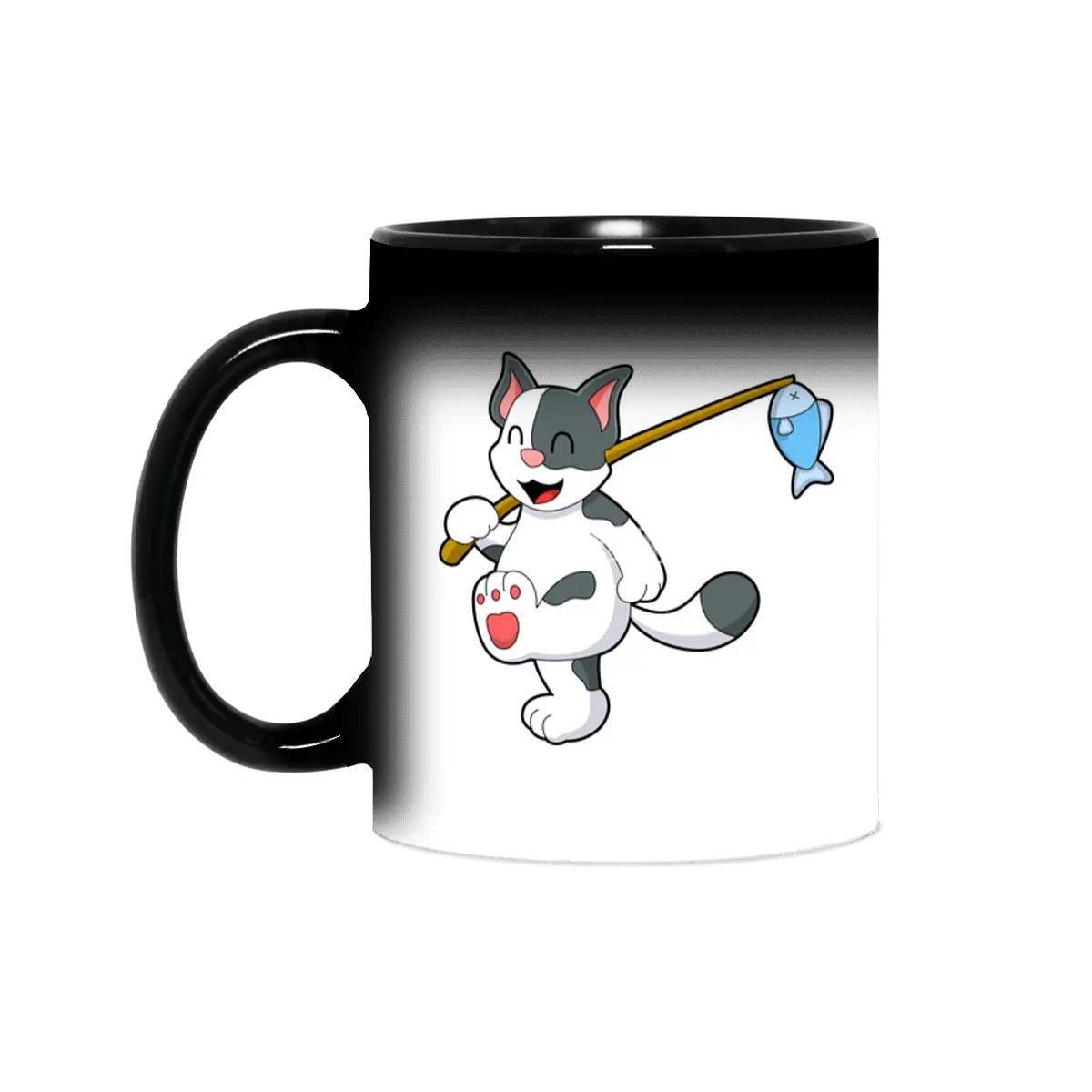 Cat at Fishing with Fishing rod Sihirli Kupa