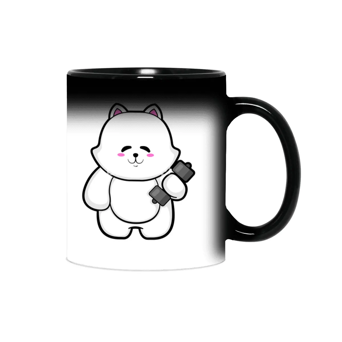 Cat at Fitness with Dumbbell Sihirli Kupa
