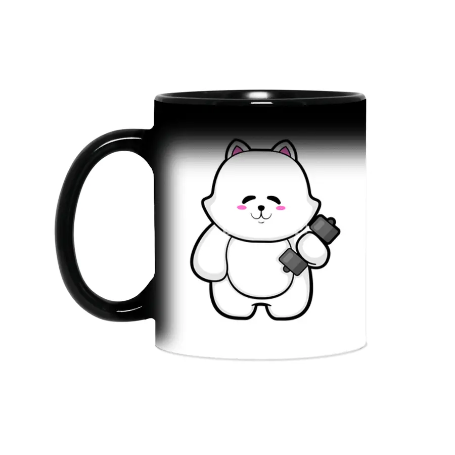 Cat at Fitness with Dumbbell Sihirli Kupa