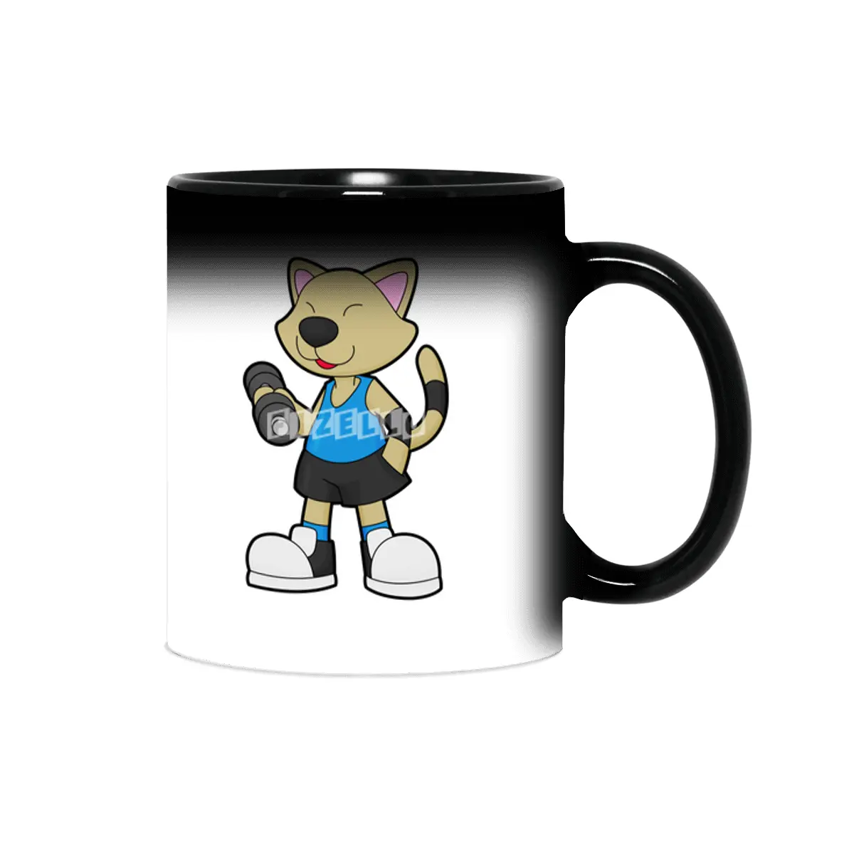 Cat at Fitness with Dumbbell Sihirli Kupa