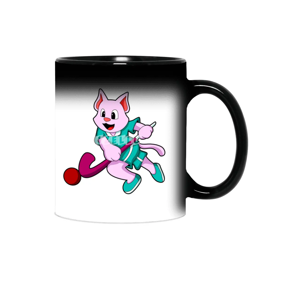 Cat at Hockey with Hockey stick Sihirli Kupa