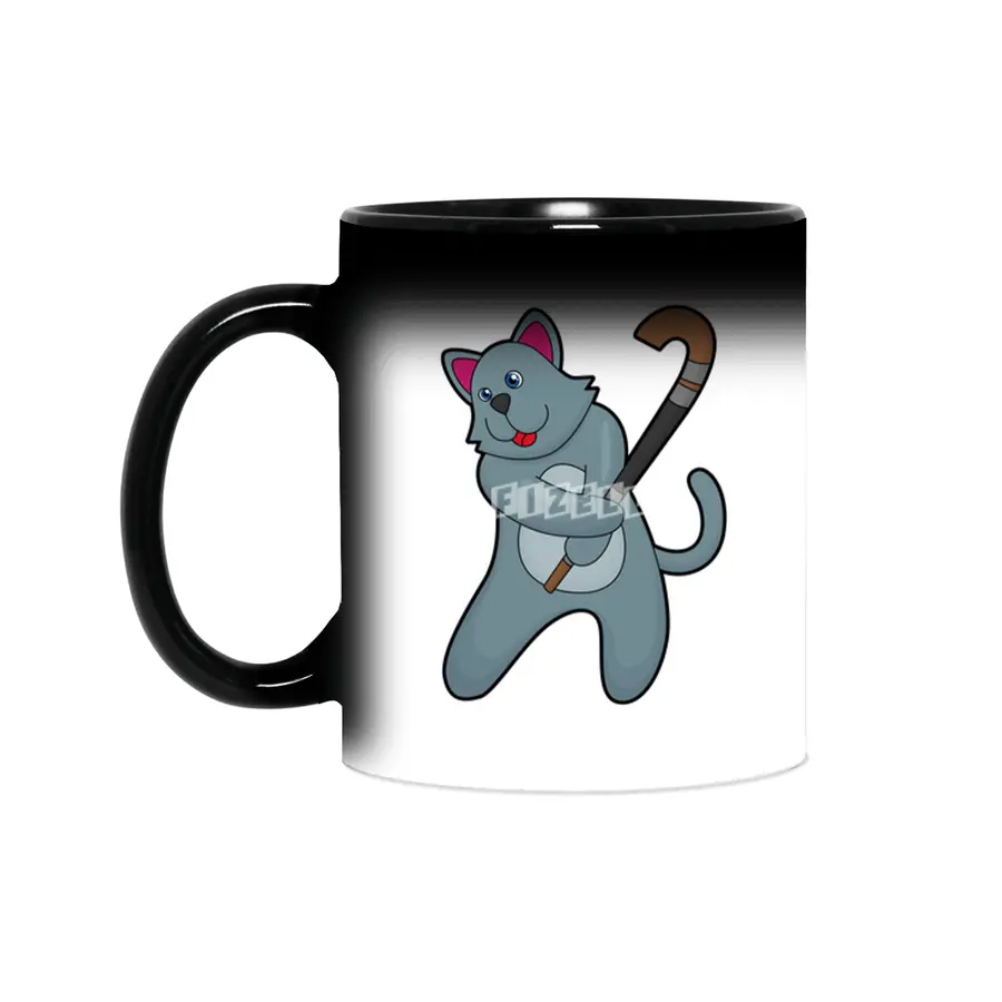 Cat at Hockey with Hockey stick Sihirli Kupa