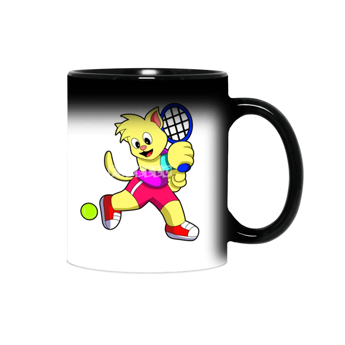 Cat at Tennis with Tennis racket & Tennis ball Sihirli Kupa